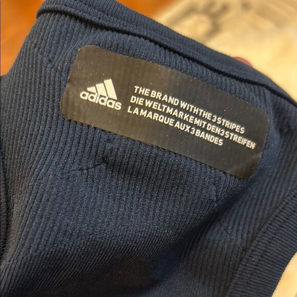 adidas Navy Blue Scoop Neck Sports Bra - Picture 3 of 4
